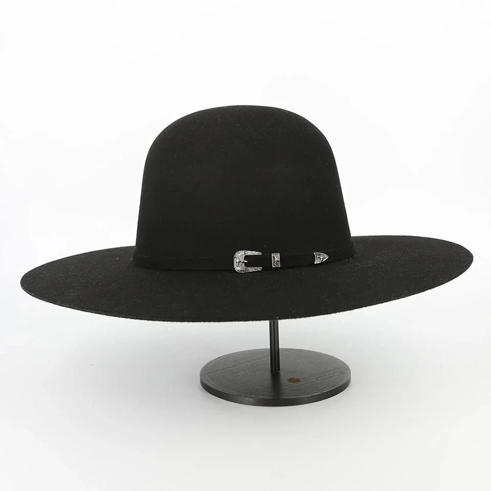 Cuernos Chuecos 6X Open Crown Fur Felt Western Cowboy Hat - Black - OriginalWestern.com