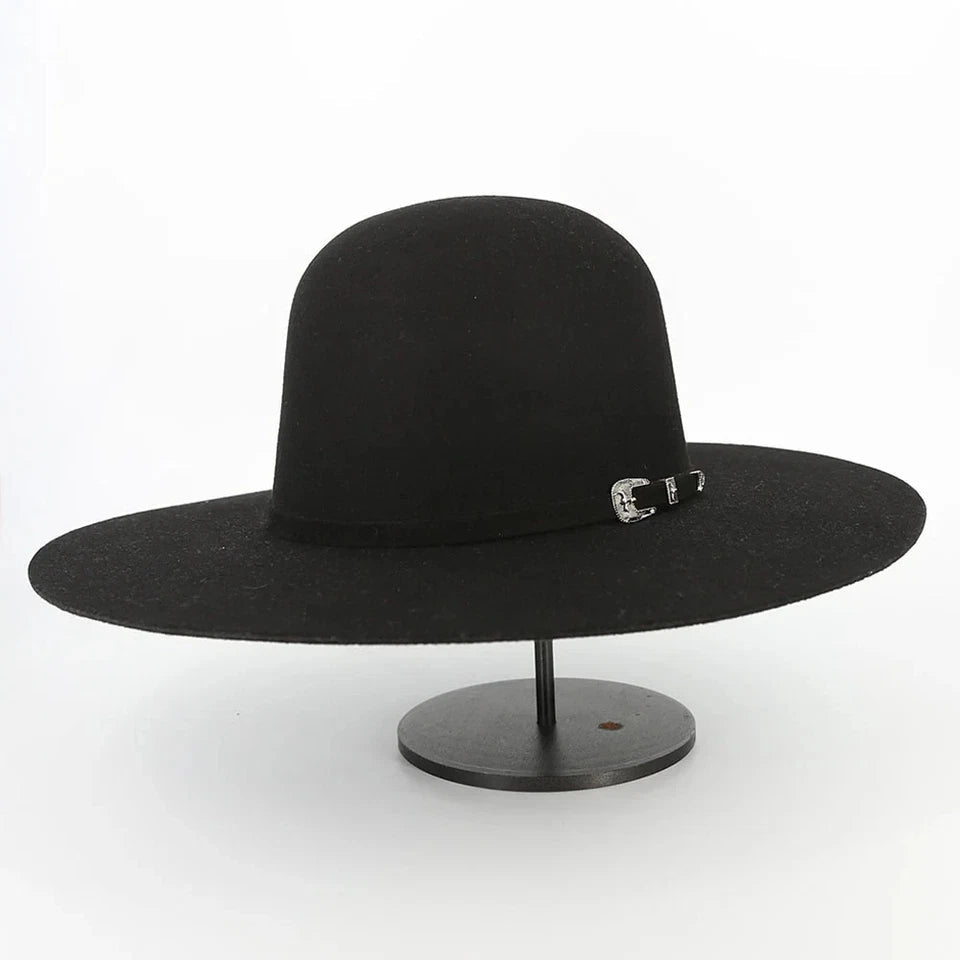 Cuernos Chuecos 6X Open Crown Fur Felt Western Cowboy Hat - Black - OriginalWestern.com