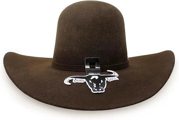 Cuernos Chuecos 6X Open Crown Fur Felt Western Cowboy Hat - Brown - OriginalWestern.com