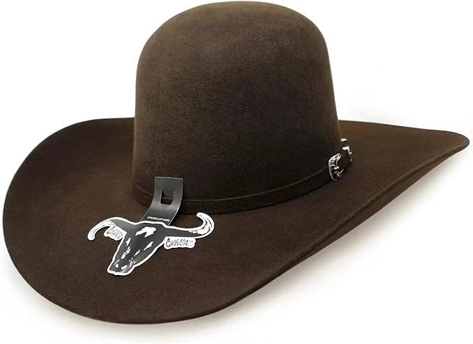 Cuernos Chuecos 6X Open Crown Fur Felt Western Cowboy Hat - Brown - OriginalWestern.com