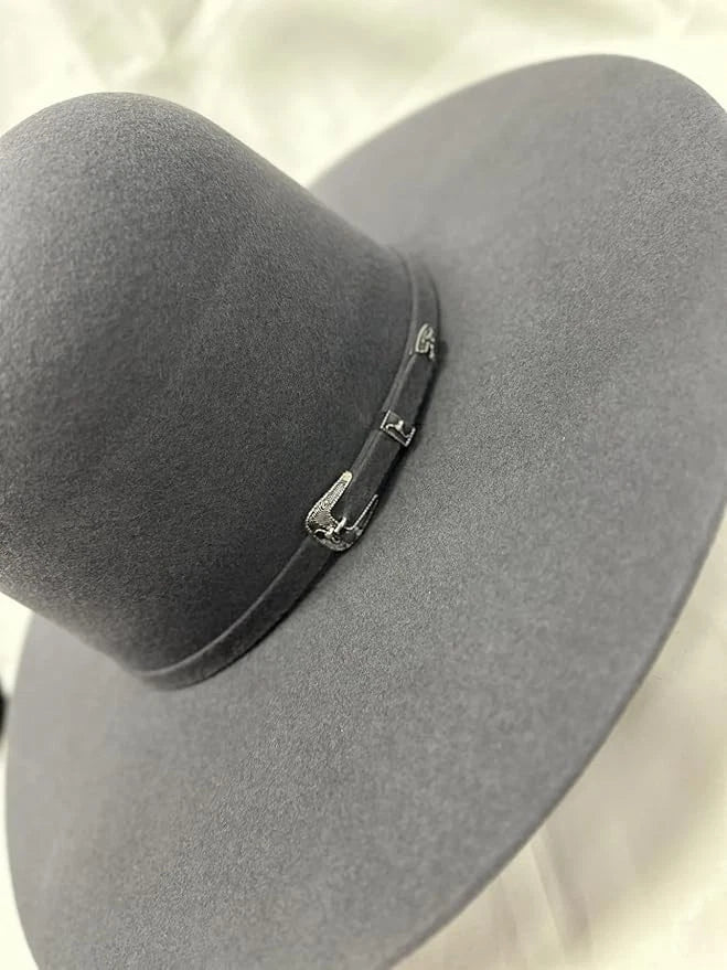 Cuernos Chuecos 6X Open Crown Fur Felt Western Cowboy Hat - Granite Grey - OriginalWestern.com