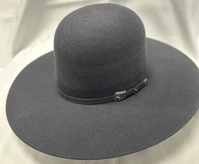 Cuernos Chuecos 6X Open Crown Fur Felt Western Cowboy Hat - Granite Grey - OriginalWestern.com