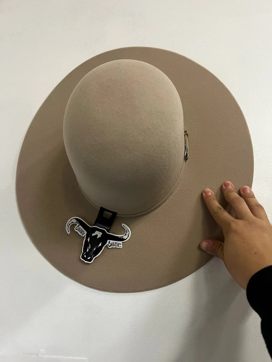 Cuernos Chuecos 6X Open Crown Fur Felt Western Cowboy Hat - Silverbelly Beige - OriginalWestern.com