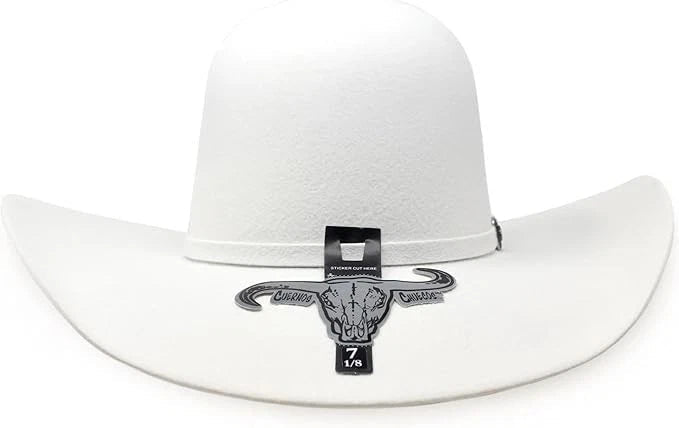 Cuernos Chuecos 6X Open Crown Fur Felt Western Cowboy Hat - White - OriginalWestern.com