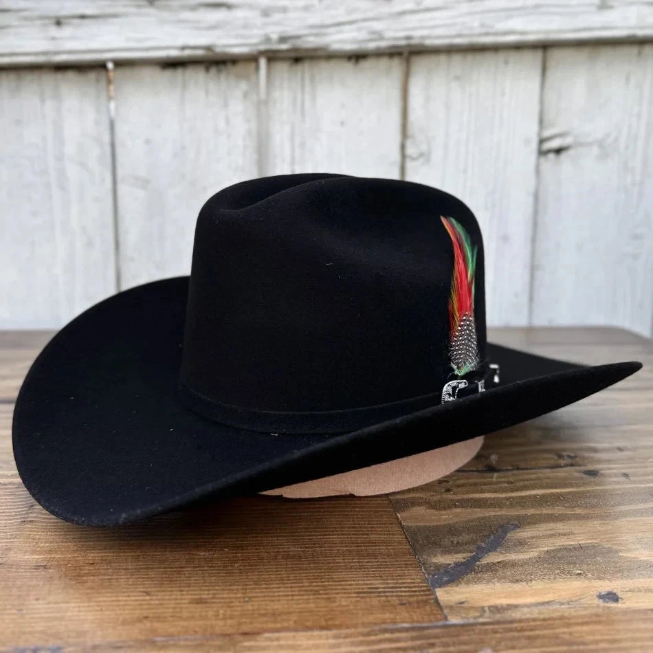 Cuernos Chuecos 6X Sinaloa Chaparral Style Fur Felt Western Cowboy Hat - Black - OriginalWestern.com