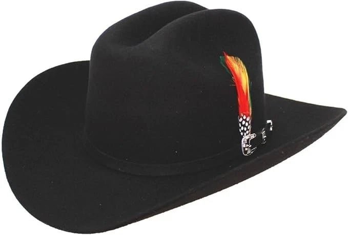 Cuernos Chuecos 6X Sinaloa Chaparral Style Fur Felt Western Cowboy Hat - Black - OriginalWestern.com