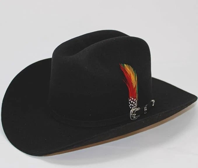 Cuernos Chuecos 6X Sinaloa Chaparral Style Fur Felt Western Cowboy Hat - Black - OriginalWestern.com