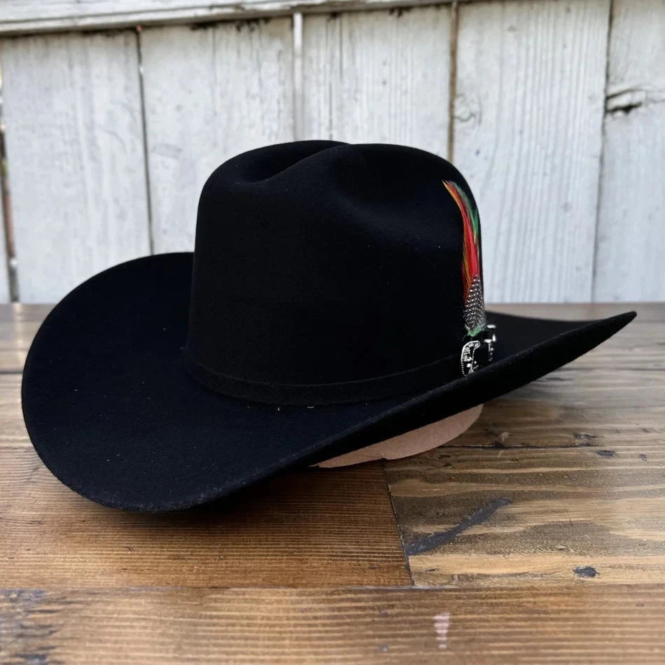 Cuernos Chuecos 6X Sinaloa Chaparral Style Fur Felt Western Cowboy Hat - Black - OriginalWestern.com
