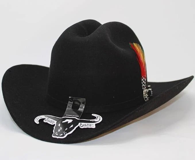 Cuernos Chuecos 6X Sinaloa Chaparral Style Fur Felt Western Cowboy Hat - Black - OriginalWestern.com