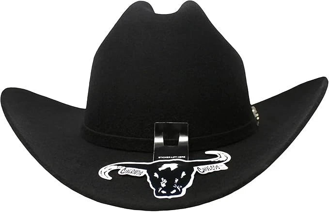 Cuernos Chuecos 6X Sinaloa Chaparral Style Fur Felt Western Cowboy Hat - Black - OriginalWestern.com