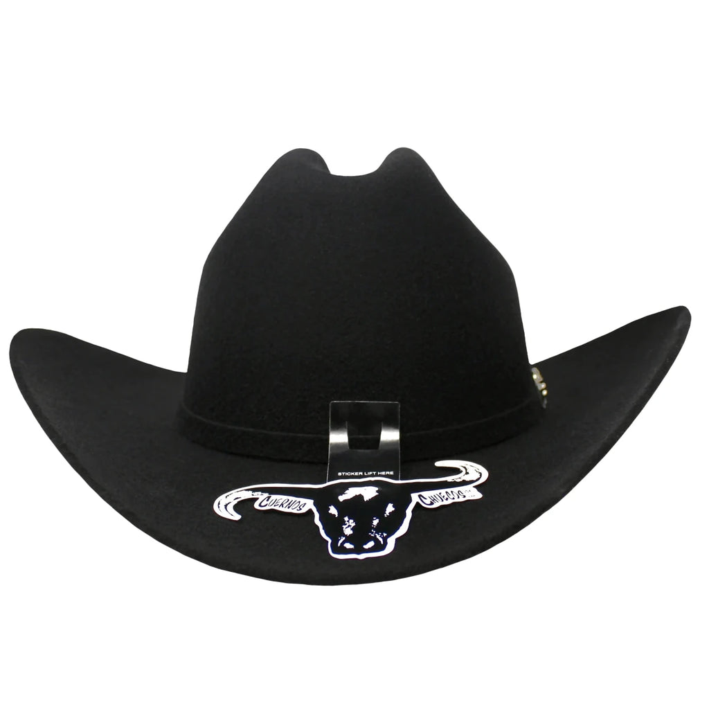 Cuernos Chuecos 6X Sinaloa Chaparral Style Fur Felt Western Cowboy Hat - Black - OriginalWestern.com