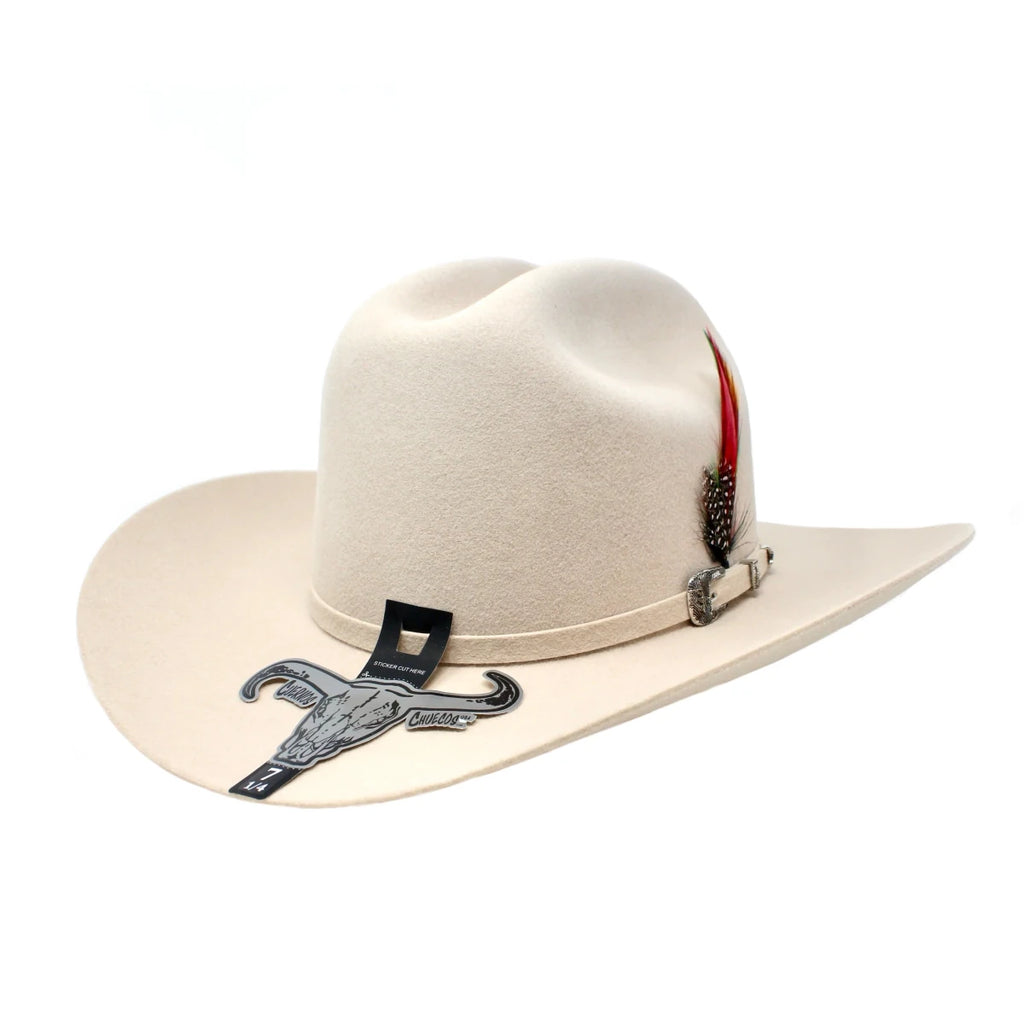 Cuernos Chuecos 6X Sinaloa Chaparral Style Fur Felt Western Cowboy Hat - Silverbelly - OriginalWestern.com