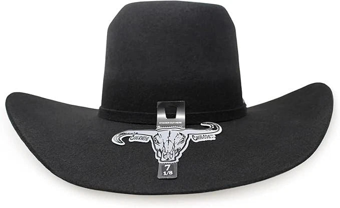 Cuernos Chuecos 6X Vakera Style Brick Crown Fur Felt Cowboy Hat - Black - OriginalWestern.com