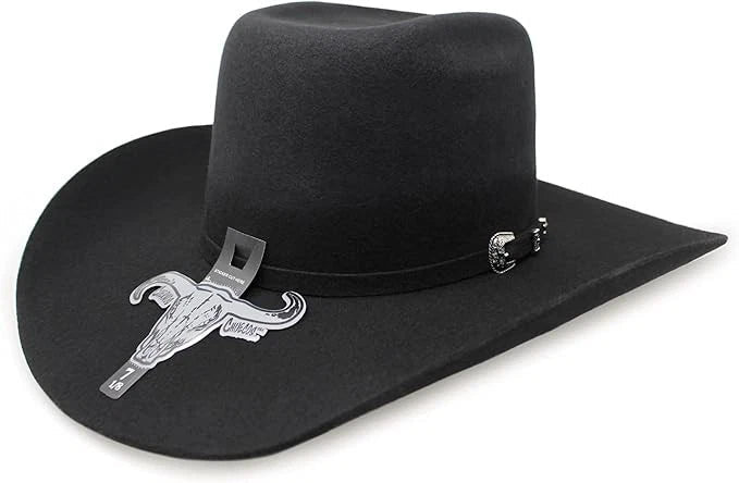Cuernos Chuecos 6X Vakera Style Brick Crown Fur Felt Cowboy Hat - Black - OriginalWestern.com