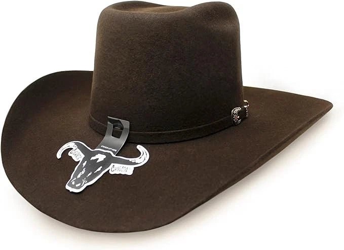 Cuernos Chuecos 6X Vakera Style Brick Crown Fur Felt Cowboy Hat - Chocolate - OriginalWestern.com