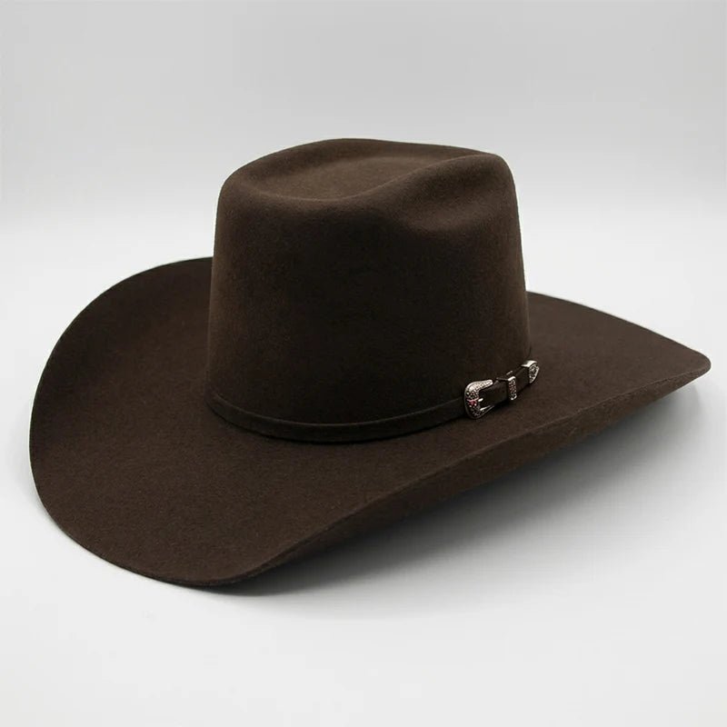 Cuernos Chuecos 6X Vakera Style Brick Crown Fur Felt Cowboy Hat - Chocolate - OriginalWestern.com