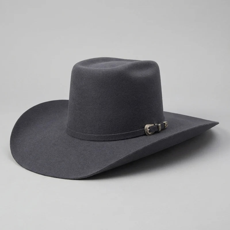 Cuernos Chuecos 6X Vakera Style Brick Crown Fur Felt Cowboy Hat - Granite - OriginalWestern.com