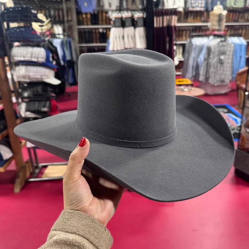 Cuernos Chuecos 6X Vakera Style Brick Crown Fur Felt Cowboy Hat - Granite - OriginalWestern.com