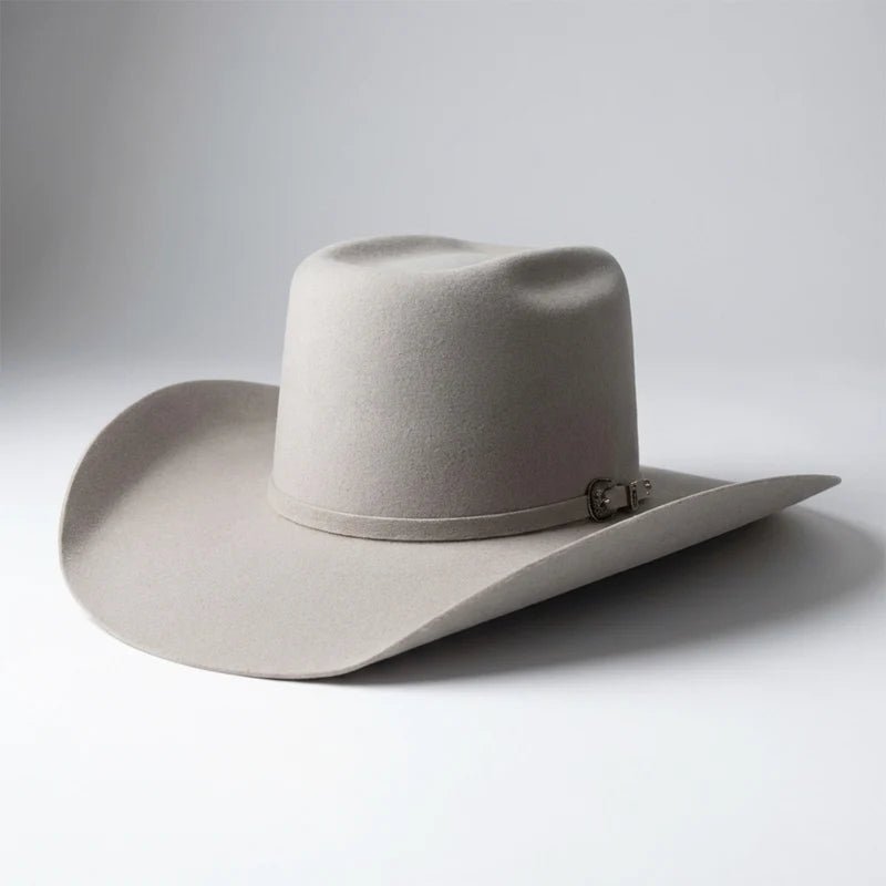 Cuernos Chuecos 6X Vakera Style Brick Crown Fur Felt Cowboy Hat - Mist Gray - OriginalWestern.com