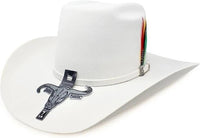 Cuernos Chuecos 6X Vakera Style Brick Crown Fur Felt Cowboy Hat - White - OriginalWestern.com