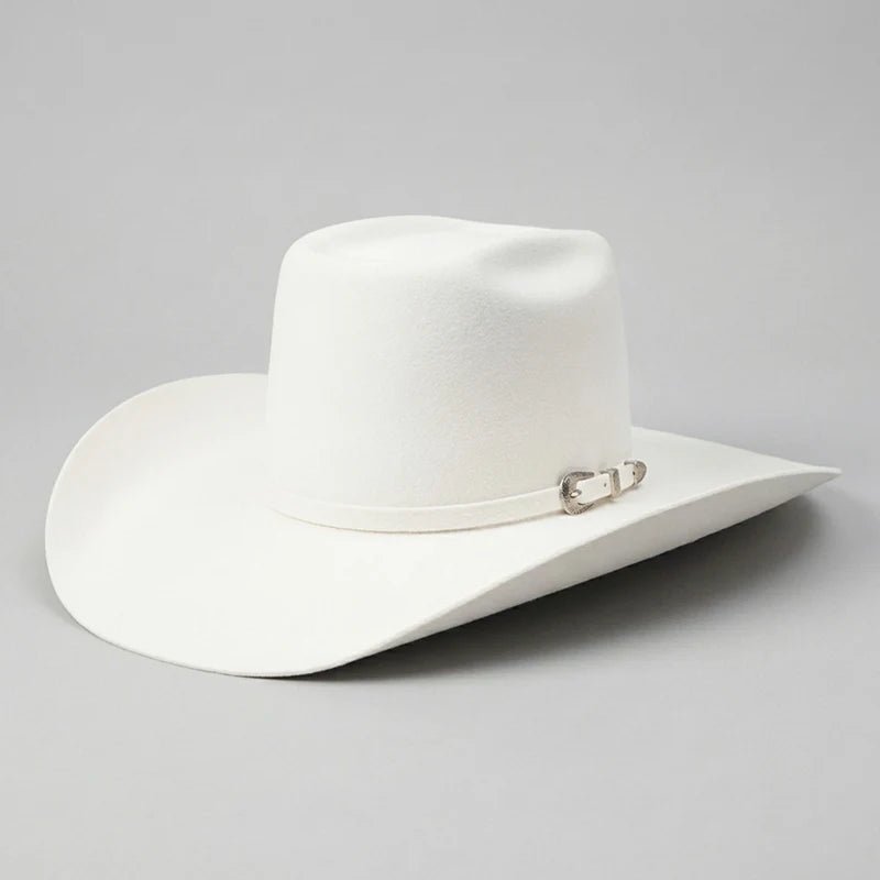 Cuernos Chuecos 6X Vakera Style Brick Crown Fur Felt Cowboy Hat - White - OriginalWestern.com