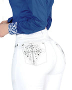 Danesi Women's Bootcut Denim Western Jeans - D821 -White - OriginalWestern.com