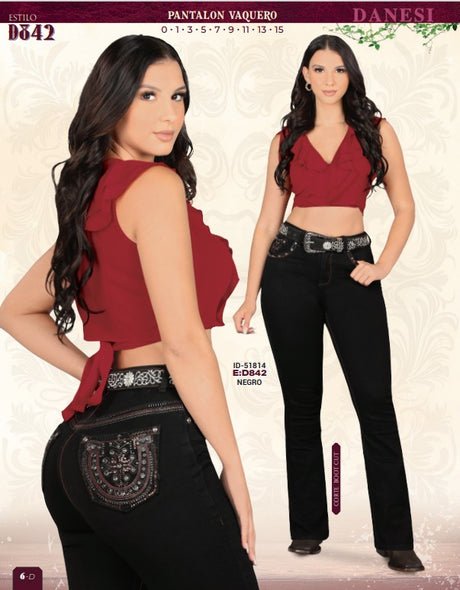 Danesi Women's Bootcut Denim Western Jeans DAN-D842 - Black - OriginalWestern.com