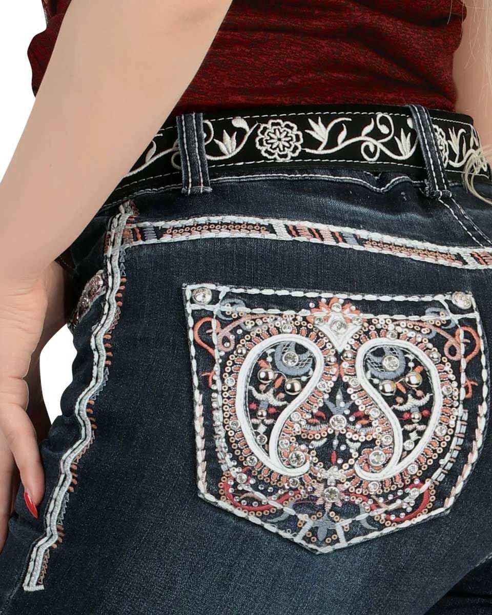 Danesi Women's Bootcut Denim Western Jeans - Dark Blue 862 - OriginalWestern.com