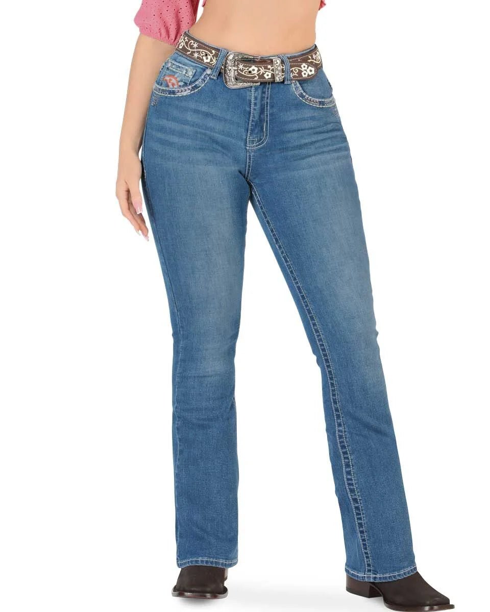 Danesi Women's Bootcut Denim Western Jeans - Light Blue 852 - OriginalWestern.com