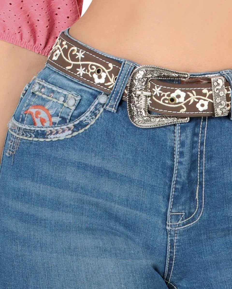 Danesi Women's Bootcut Denim Western Jeans - Light Blue 852 - OriginalWestern.com