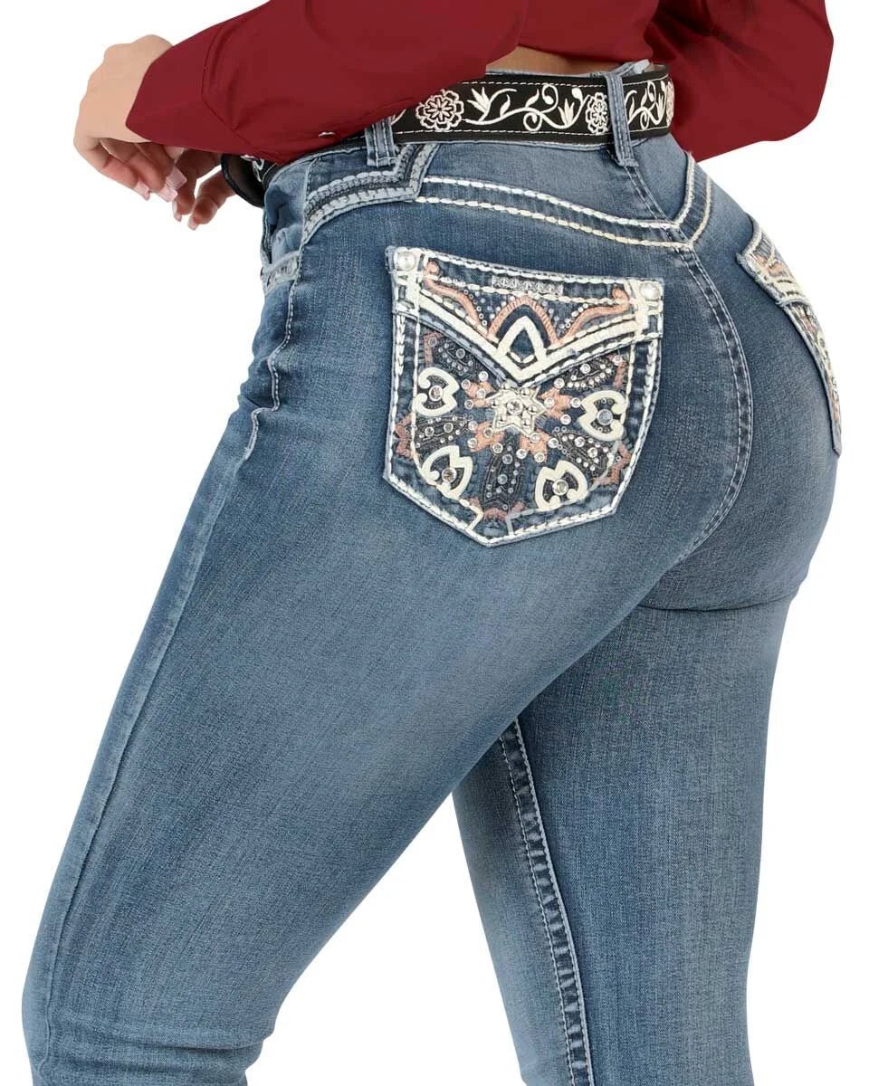 Danesi Women's Bootcut Denim Western Jeans - Light Blue 853 - OriginalWestern.com