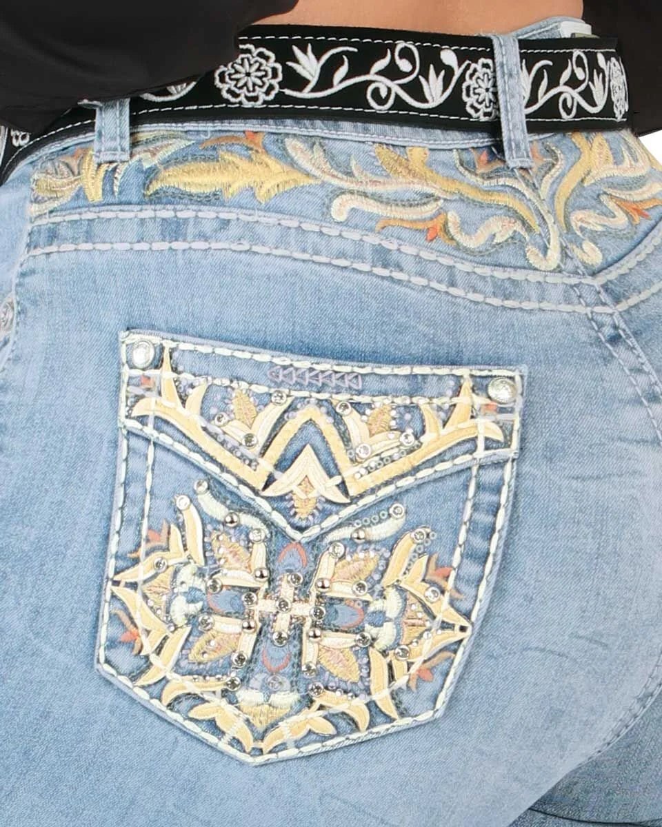 Danesi Women's Bootcut Denim Western Jeans - Light Blue 855 - OriginalWestern.com