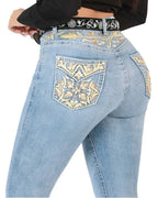 Danesi Women's Bootcut Denim Western Jeans - Light Blue 855 - OriginalWestern.com