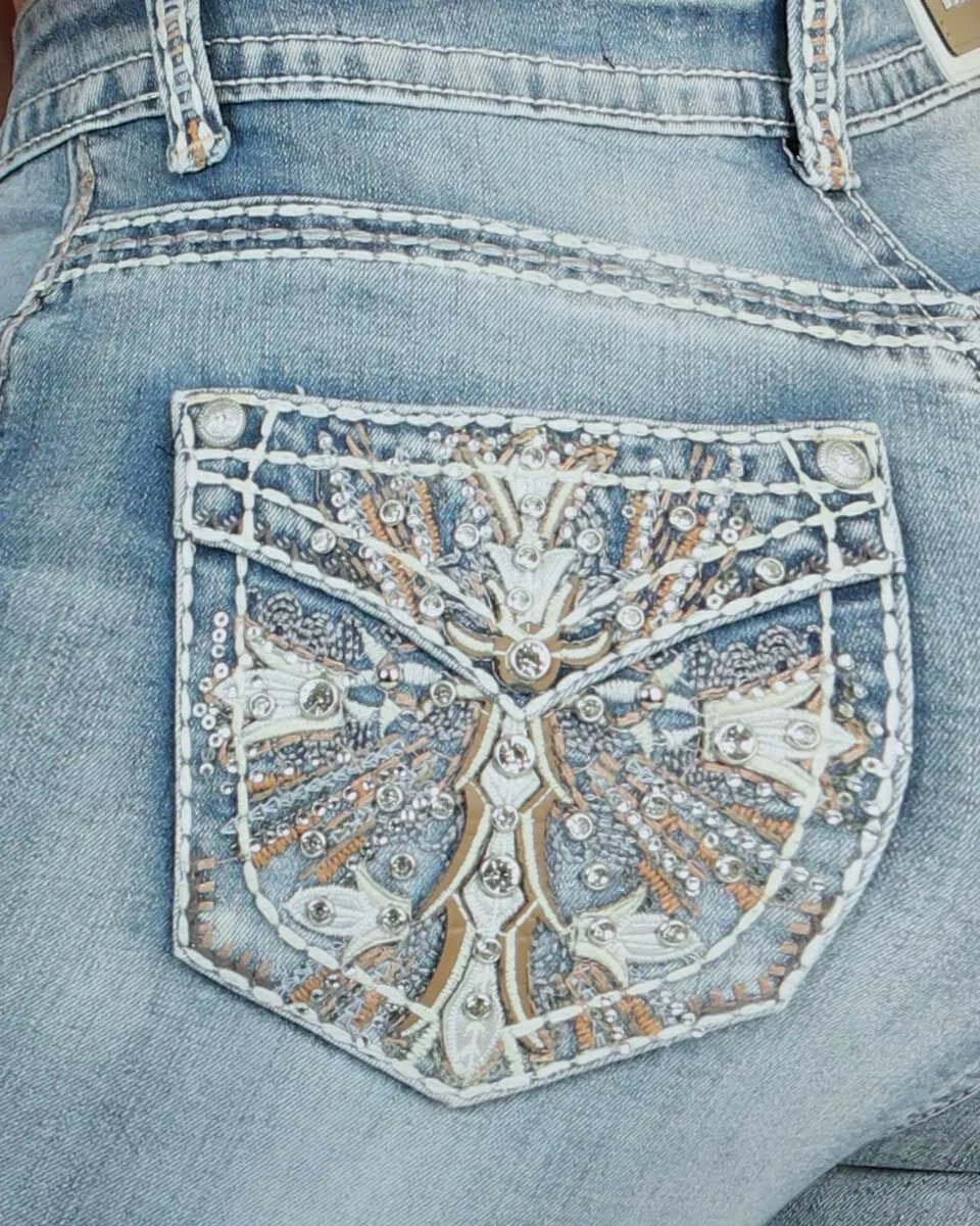 Danesi Women's Bootcut Denim Western Jeans - Light Blue 857 - OriginalWestern.com