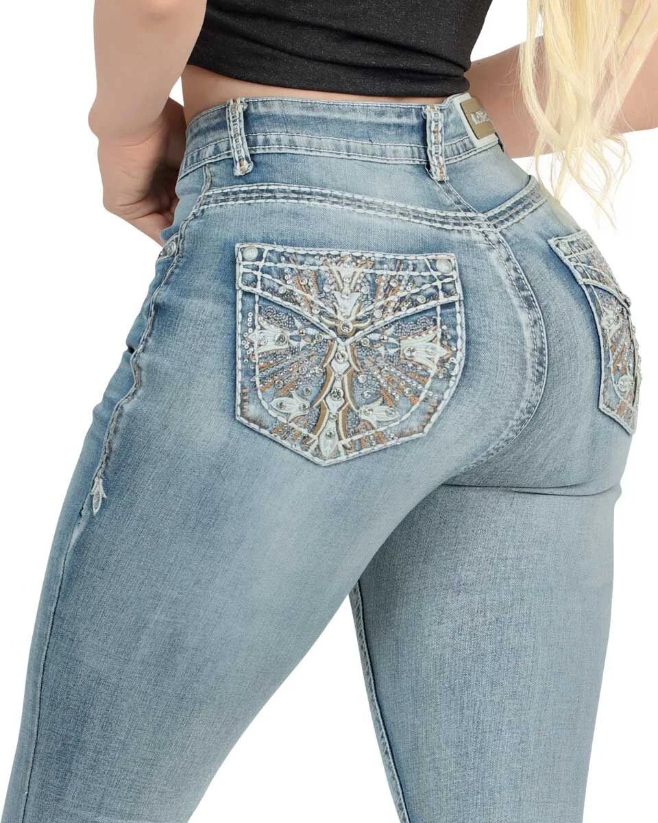 Danesi Women's Bootcut Denim Western Jeans - Light Blue 857 - OriginalWestern.com