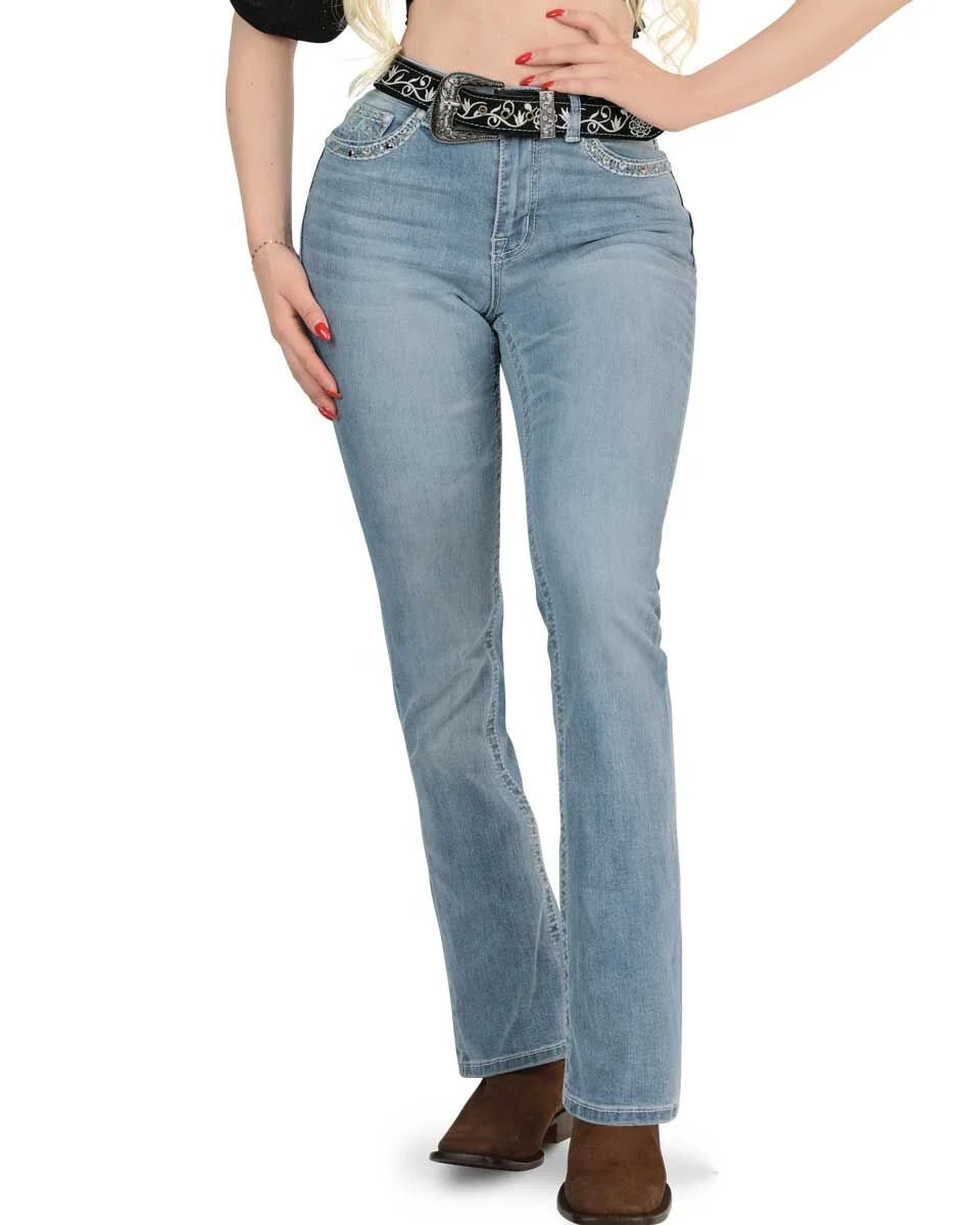 Danesi Women's Bootcut Denim Western Jeans - Light Blue 863 - OriginalWestern.com