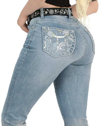 Danesi Women's Bootcut Denim Western Jeans - Light Blue 863 - OriginalWestern.com