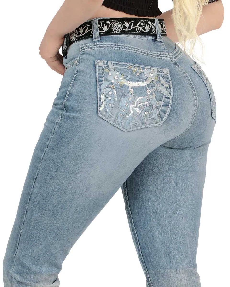 Danesi Women's Bootcut Denim Western Jeans - Light Blue 863 - OriginalWestern.com