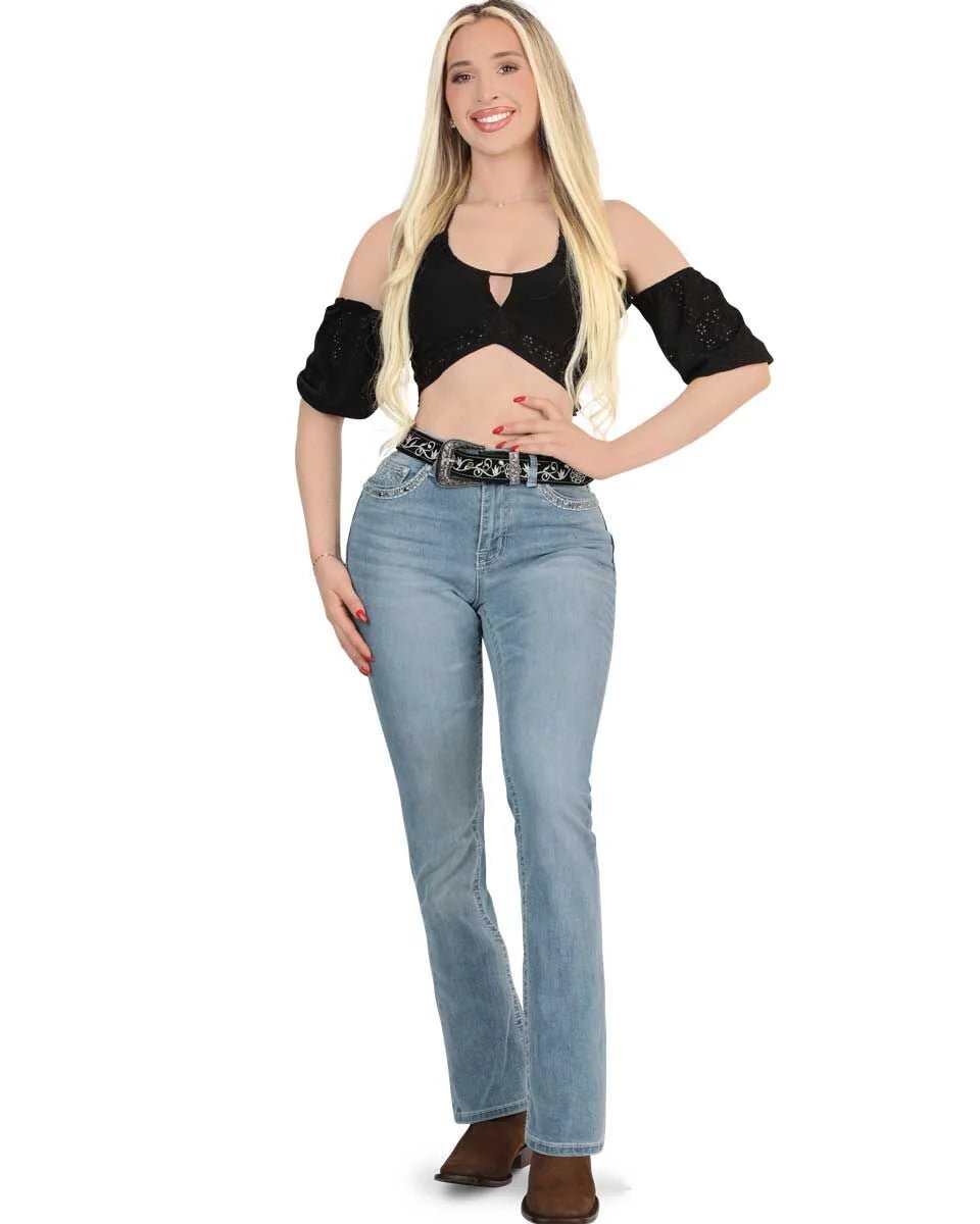 Danesi Women's Bootcut Denim Western Jeans - Light Blue 863 - OriginalWestern.com