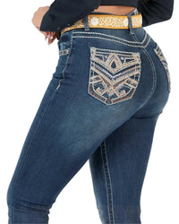Danesi Women's Bootcut Denim Western Jeans - Medium Blue 851 - OriginalWestern.com