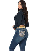 Danesi Women's Bootcut Denim Western Jeans - Medium Blue 851 - OriginalWestern.com