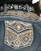 Danesi Women's Bootcut Denim Western Jeans - Medium Blue 856 - OriginalWestern.com