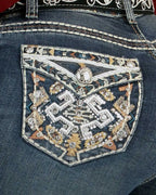 Danesi Women's Bootcut Denim Western Jeans - Medium Blue 859 - OriginalWestern.com