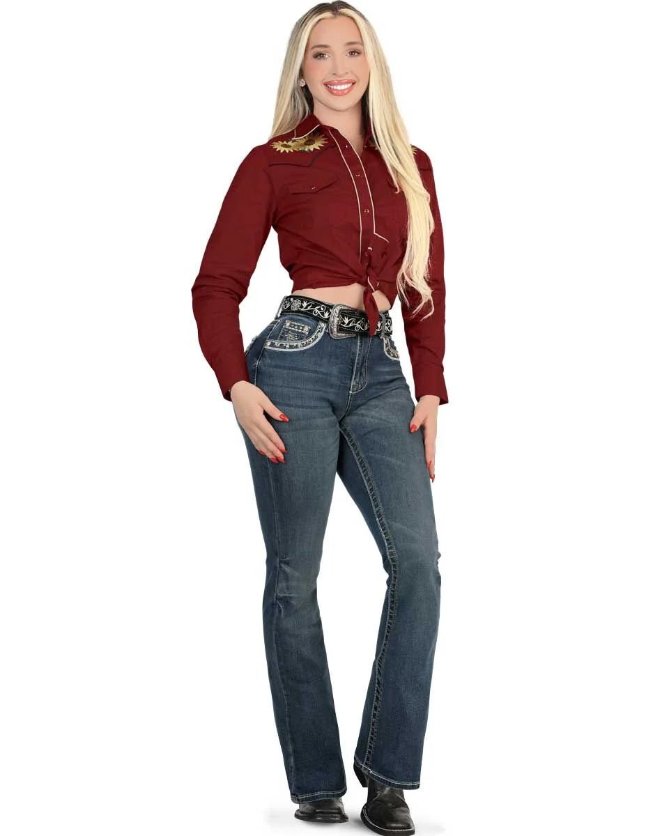 Danesi Women's Bootcut Denim Western Jeans - Medium Blue 859 - OriginalWestern.com
