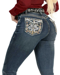 Danesi Women's Bootcut Denim Western Jeans - Medium Blue 859 - OriginalWestern.com