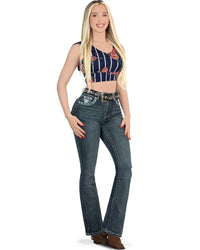 Danesi Women's Bootcut Denim Western Jeans - Medium Blue 860 - OriginalWestern.com