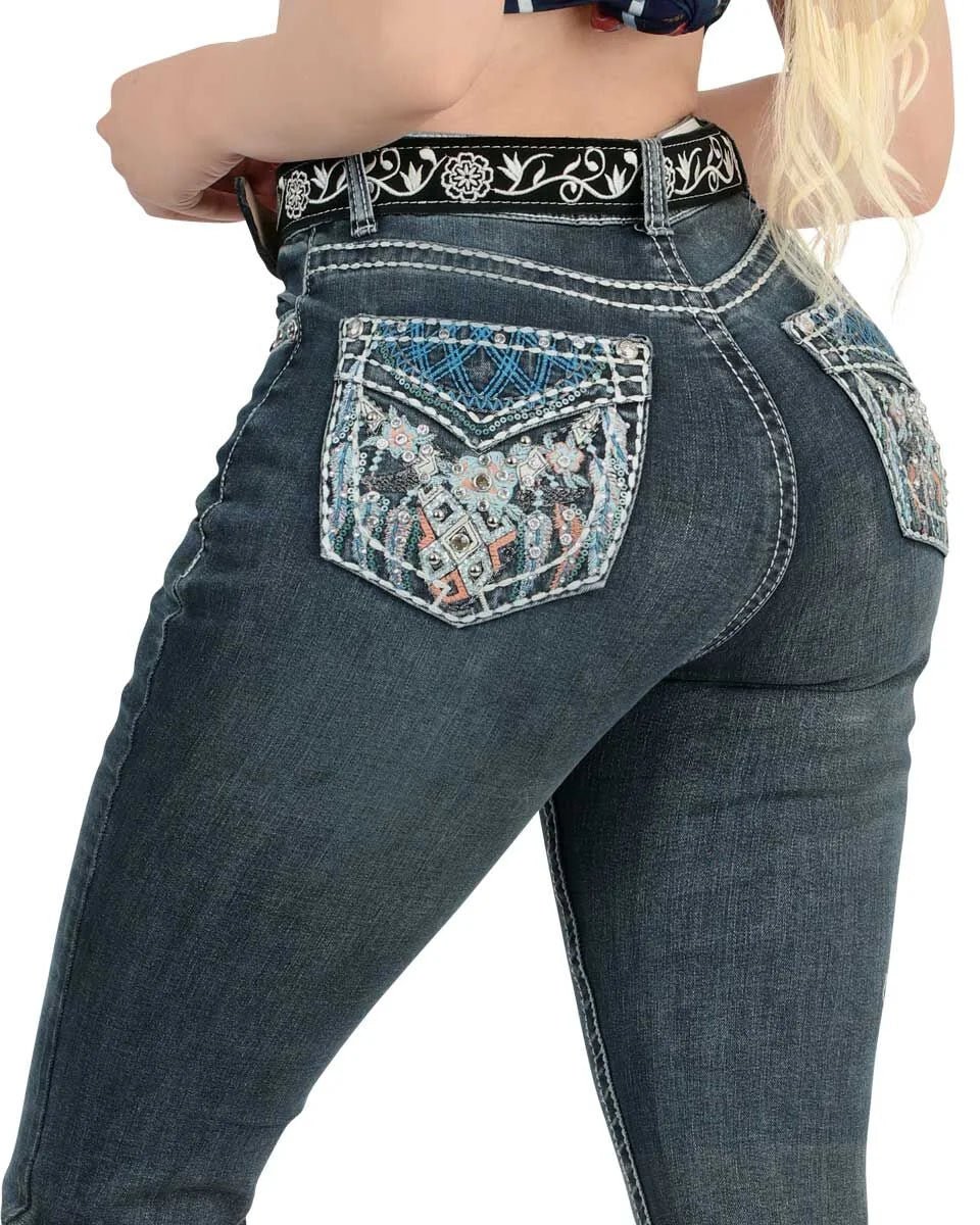 Danesi Women's Bootcut Denim Western Jeans - Medium Blue 860 - OriginalWestern.com