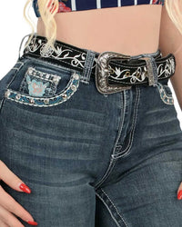 Danesi Women's Bootcut Denim Western Jeans - Medium Blue 860 - OriginalWestern.com