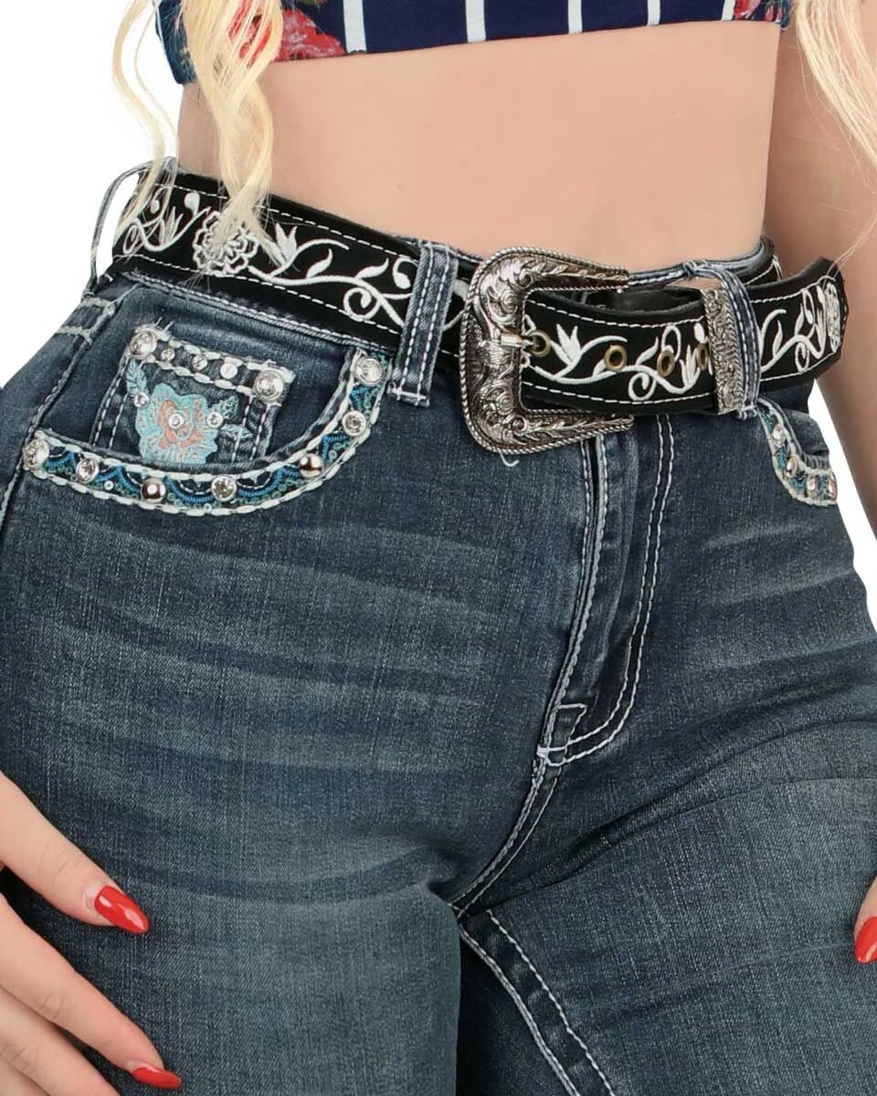 Danesi Women's Bootcut Denim Western Jeans - Medium Blue 860 - OriginalWestern.com