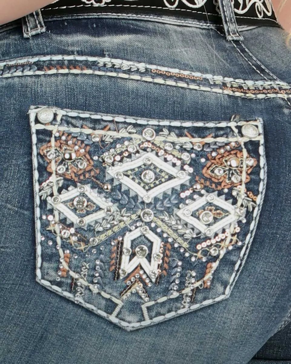 Danesi Women's Bootcut Denim Western Jeans - Medium Blue 861 - OriginalWestern.com
